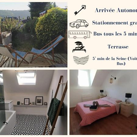 Appartamento Le Nid Normand Avec Terrasse - Stationnement Facile Et Gratuit - 5 Min Seine Deville-les-Rouen Esterno foto
